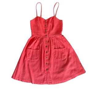 Linen snap front mini dress